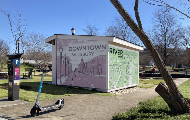 One of the four finalists for The Salisbury Prize public art project is a mural on the storage shed at the Salisbury Riverwalk location.