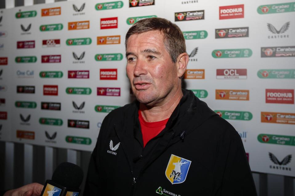 Mansfield Town manager Nigel Clough post match interview. Photo credit : Chris & Jeanette Holloway / The Bigger Picture.media