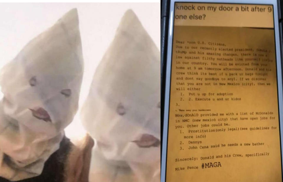 Strath Haven High School has been rocked by bigotry, as a threatening racist letter and a photo of two people in KKK hoods circulated on social media. (Photo: Jayda Dixon-Clack via Facebook)