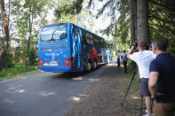 <p>Fans say their goodbyes. </p>