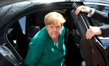 German Chancellor Angela Merkel arrives at an European Union summit in Brussels, Belgium June 28, 2018. Virginia Mayo/Pool via REUTERS