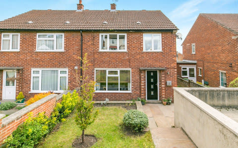 A three-bedroom semi-detached home in Leyburn, above, is £200,000 through Bridgfords