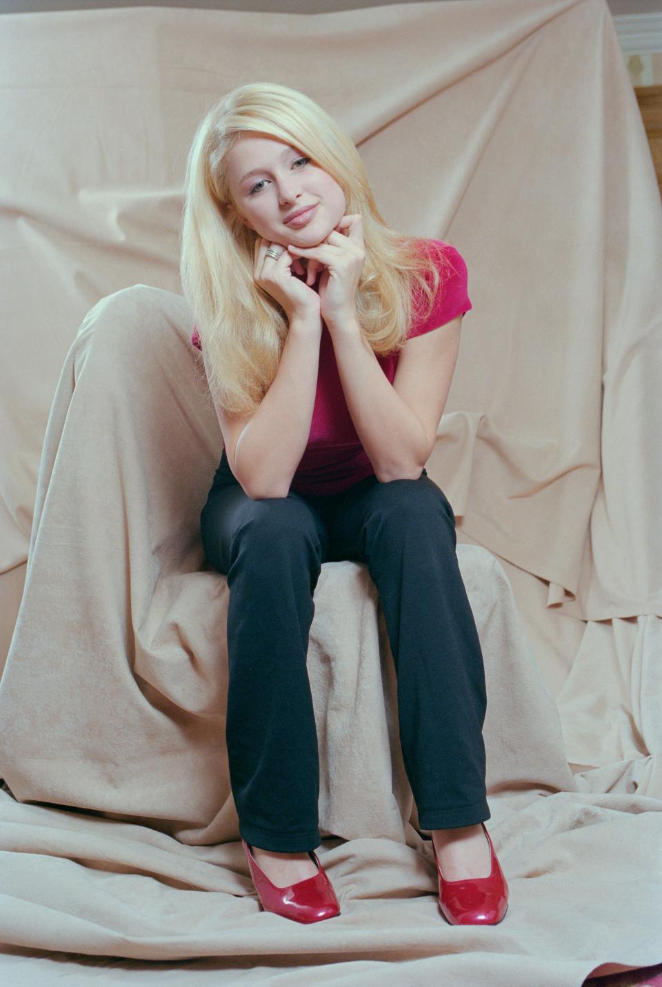 American socialite and television personality Paris Hilton at age 15 in 1996.