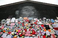 Marcus Rashford mural covered with messages of support after it was defaced following the Euro 2020 Final between Italy and England