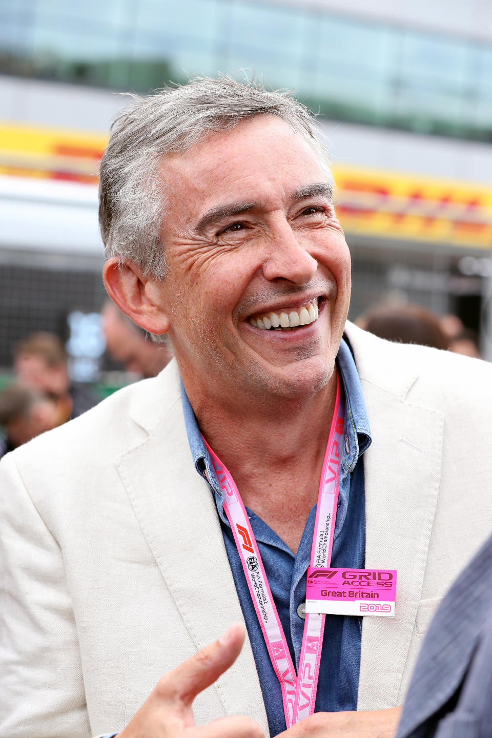 Steve Coogan during the British Grand Prix at Silverstone, Towcester.