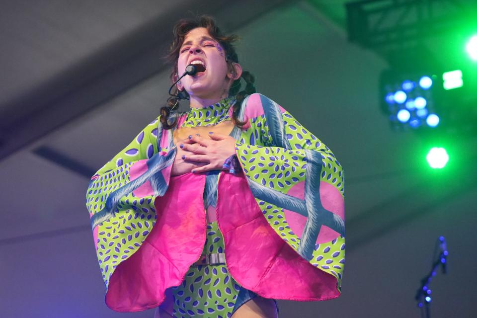 Mica Tenenbaum performs during Austin City Limits Music Festival in Austin, TX on October 9, 2022. Magdalena Bay performs on the Tito’s Stage during ACL Fest at Zilker Park.