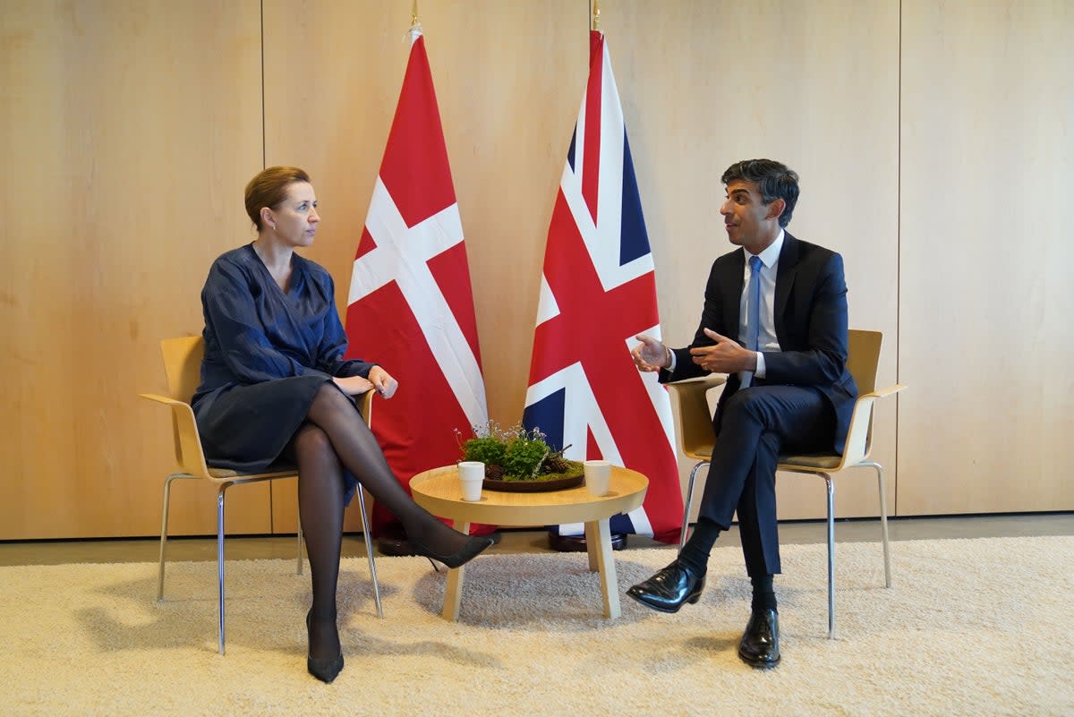 Denmark’s Mette Frederiksen with Rishi Sunak last month (Getty Images)