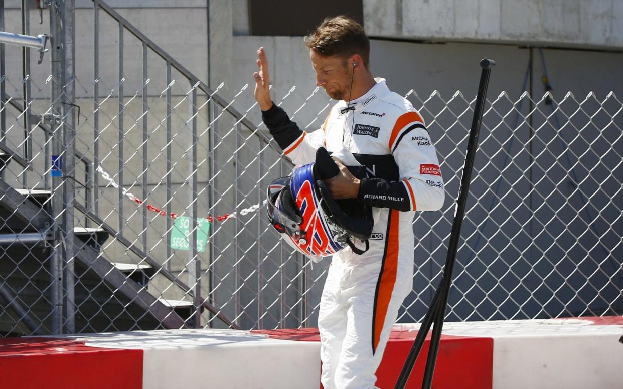 Jenson Button retires from the Monaco Grand Prix - Rex Features