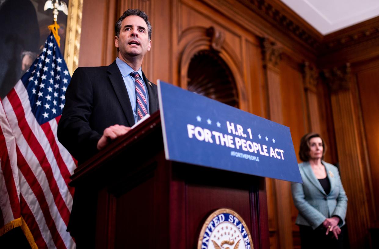 Rep. John Sarbanes (D-Md.) speaks at the event in the Capitol to mark one year since passage of H.R. 1, the For The People Act of 2019 on March 10, 2020. (Photo: Bill Clark via Getty Images)