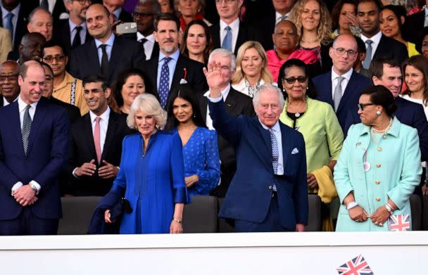 PHOTO: The Prince of Wales, Rishi Sunak, Camilla, Queen Consort, Akshata Murthy, King Charles III and Patricia Scotland during the Coronation Concert, May 07, 2023 in Windsor, England. (Leon Neal/Getty Images)