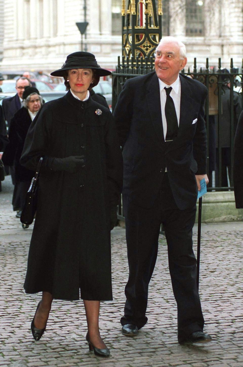 Lady Susan Hussey and Marmaduke Hussey at Westminster Abbey in 1996.