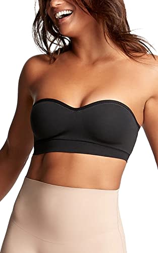 Black Seamless Smoothing No Wire Bandeau Bras With Removable