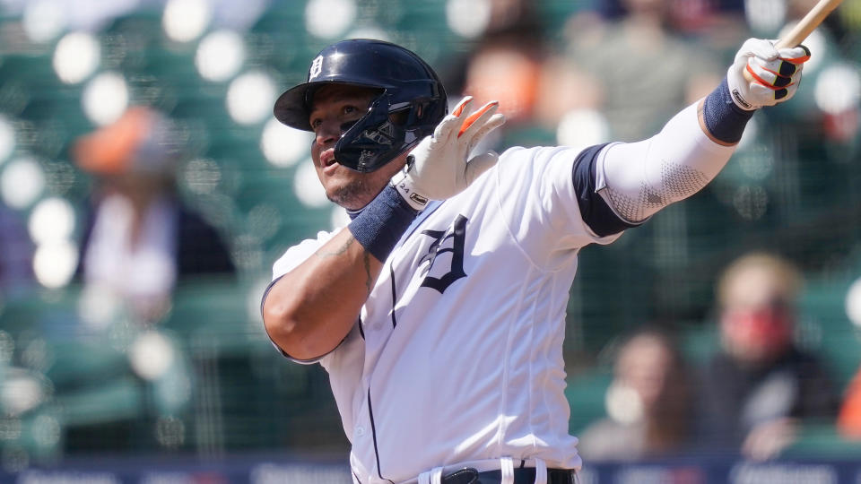 底特律老虎老將Miguel Cabrera。（AP Photo/Carlos Osorio）