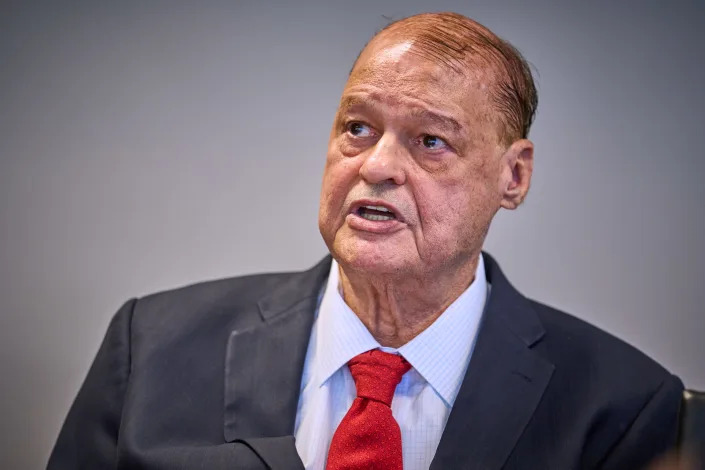 Republican candidate for Arizona Superintendent of Public Instruction Tom Horne responds to a question in The Republic's board room on Sept. 28, 2022, in Phoenix.