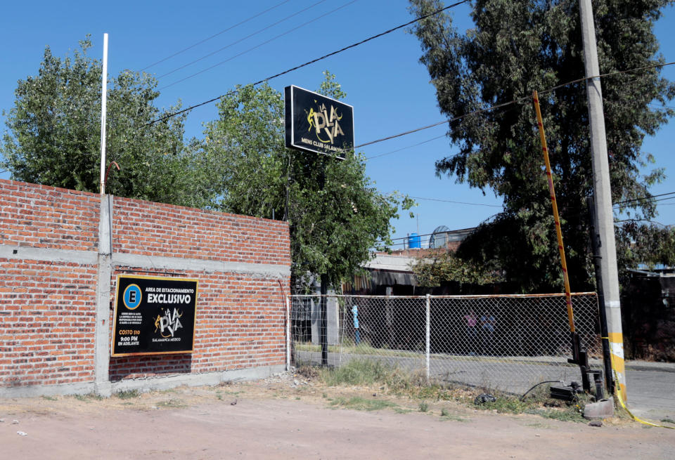 The outside of the La Playa Men’s Club, where the shooting took place early on Saturday in the city of Salamanca, Mexico. Source: Reuters