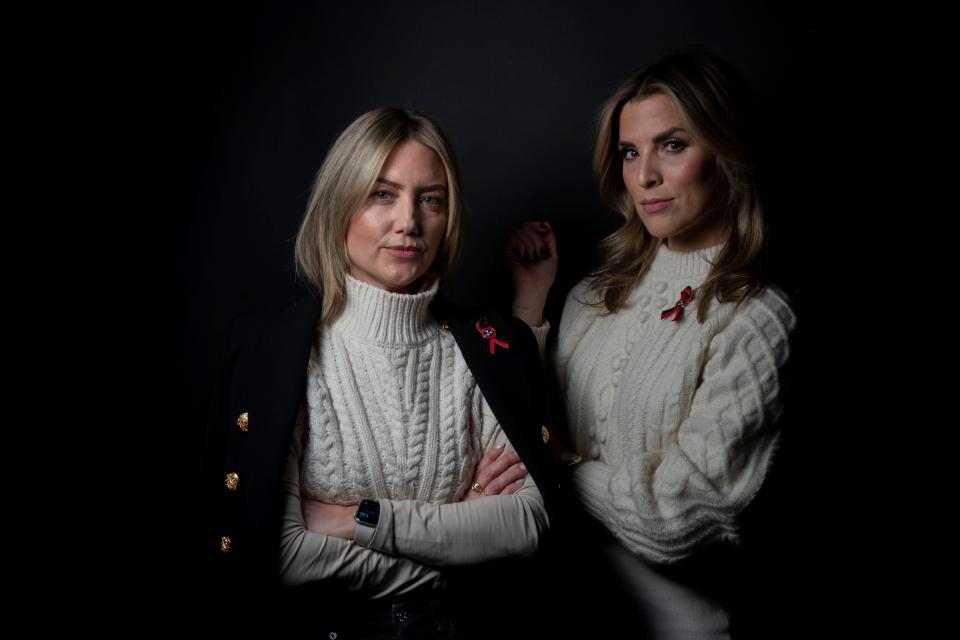 Covenant moms, Melissa Alexander and Mary Joyce stand for a portrait in Nashville Tenn., Wednesday, Jan. 17, 2024.