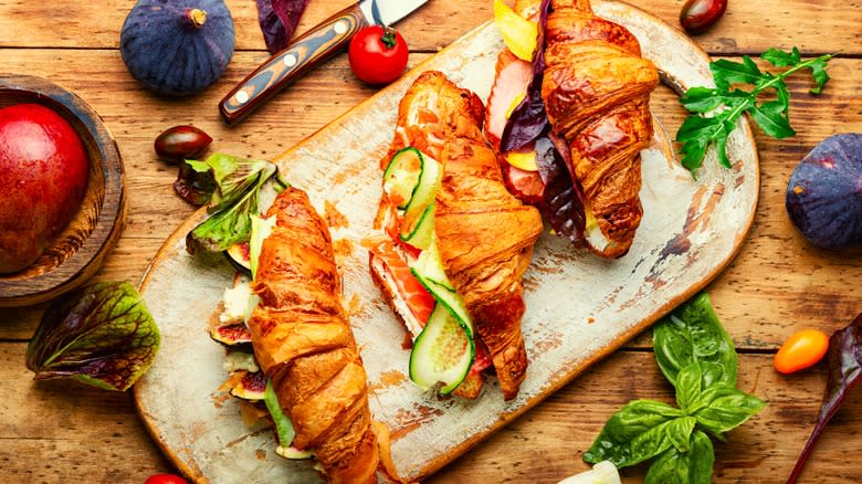 croissants with meats and vegetables