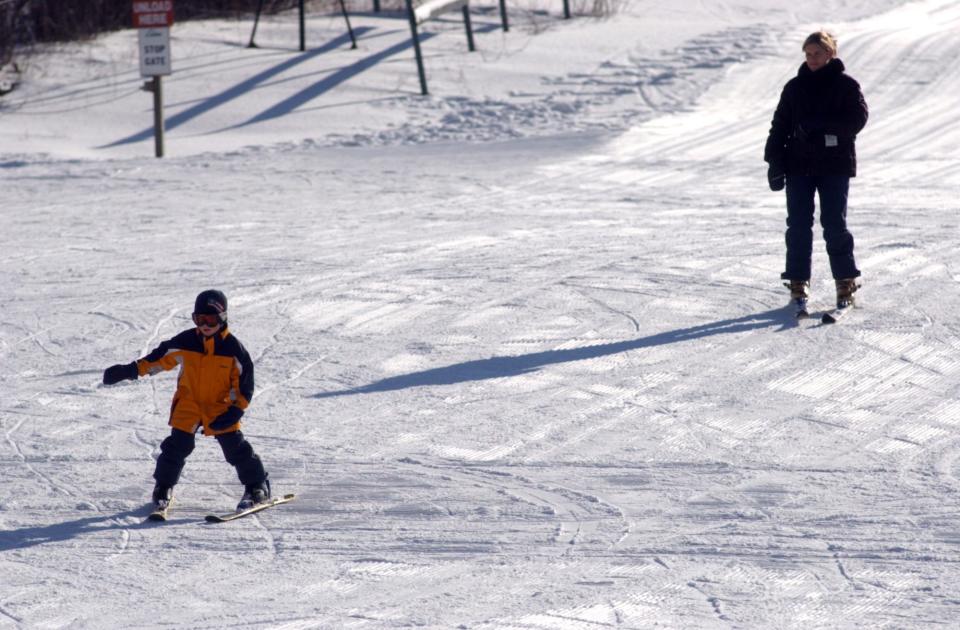 A mother and son brave the slopes at Ski Ward in Shrewsbury. Mother and son brave the slopes in 2007.