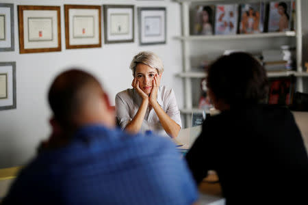 Nof Nathansohn, editor of "Time Out Tel Aviv" magazine attends a meeting at the magazine's offices in Tel Aviv, Israel September 28, 2017. REUTERS/Amir Cohen