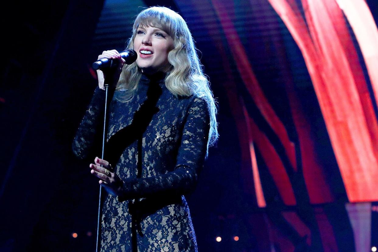 Taylor Swift performs onstage during the 36th Annual Rock &amp; Roll Hall Of Fame Induction Ceremony at Rocket Mortgage Fieldhouse on October 30, 2021 in Cleveland, Ohio.