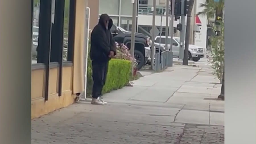 One of the victims was able to take a picture of the suspect after he walked away. She shared this image with KTLA on April 21, 2024. (KTLA)