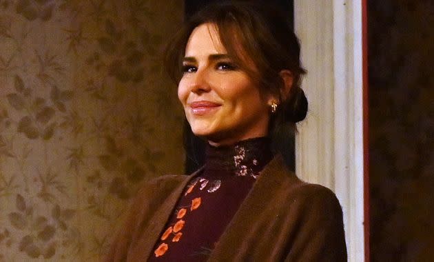 Cheryl bows at the curtain call during the press night performance of 2:22 A Ghost Story at The Lyric Theatre on February 1