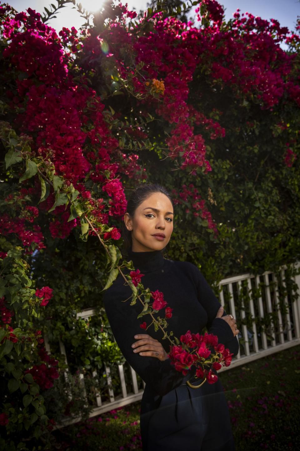 Actress Eiza Gonzalez is photographed in the backyard of her Sherman Oaks, CA, home, on Wednesday, March 24, 2021.