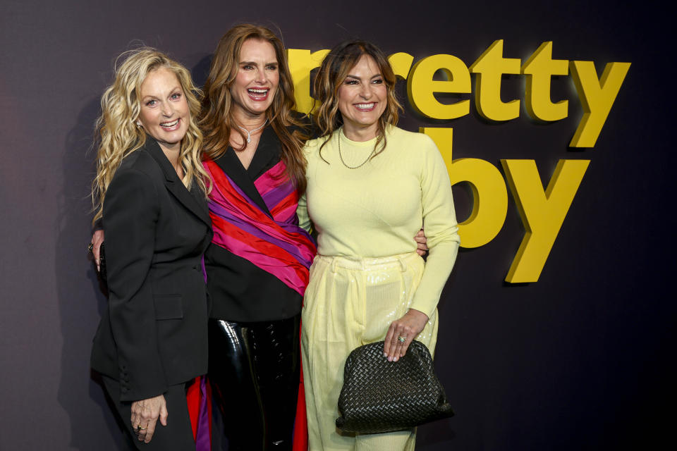 Executive Producer Ali Wentworth, from left, and actors Brooke Shields and Mariska Hargitay attend the premiere of "Pretty Baby: Brooke Shields" at Alice Tully Hall on Wednesday, March 29, 2023, in New York. (Photo by Andy Kropa/Invision/AP)