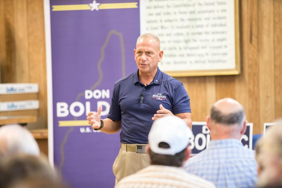 <div class="inline-image__caption"><p>Republican Senate candidate Don Bolduc greets supporters at a town hall event on September 10, 2022 in Laconia, New Hampshire.</p></div> <div class="inline-image__credit">Scott Eisen/Getty</div>