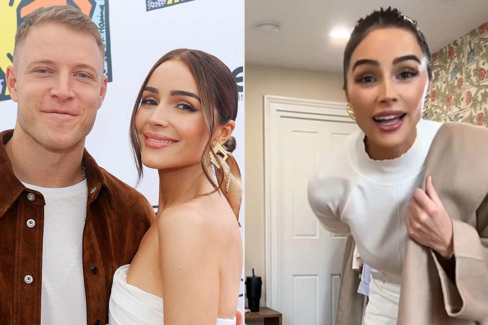 <p>Olivia Culpo/TikTok</p> Olivia Culpo and Christian McCaffrey