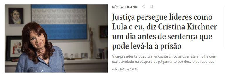 Cristina Kirchner dio una entrevista al diario Folha de Sao Paulo