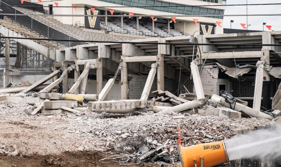 Construction continues at FirstBank Stadium at Vanderbilt  in Nashville , Tenn., Friday, April 21, 2023.