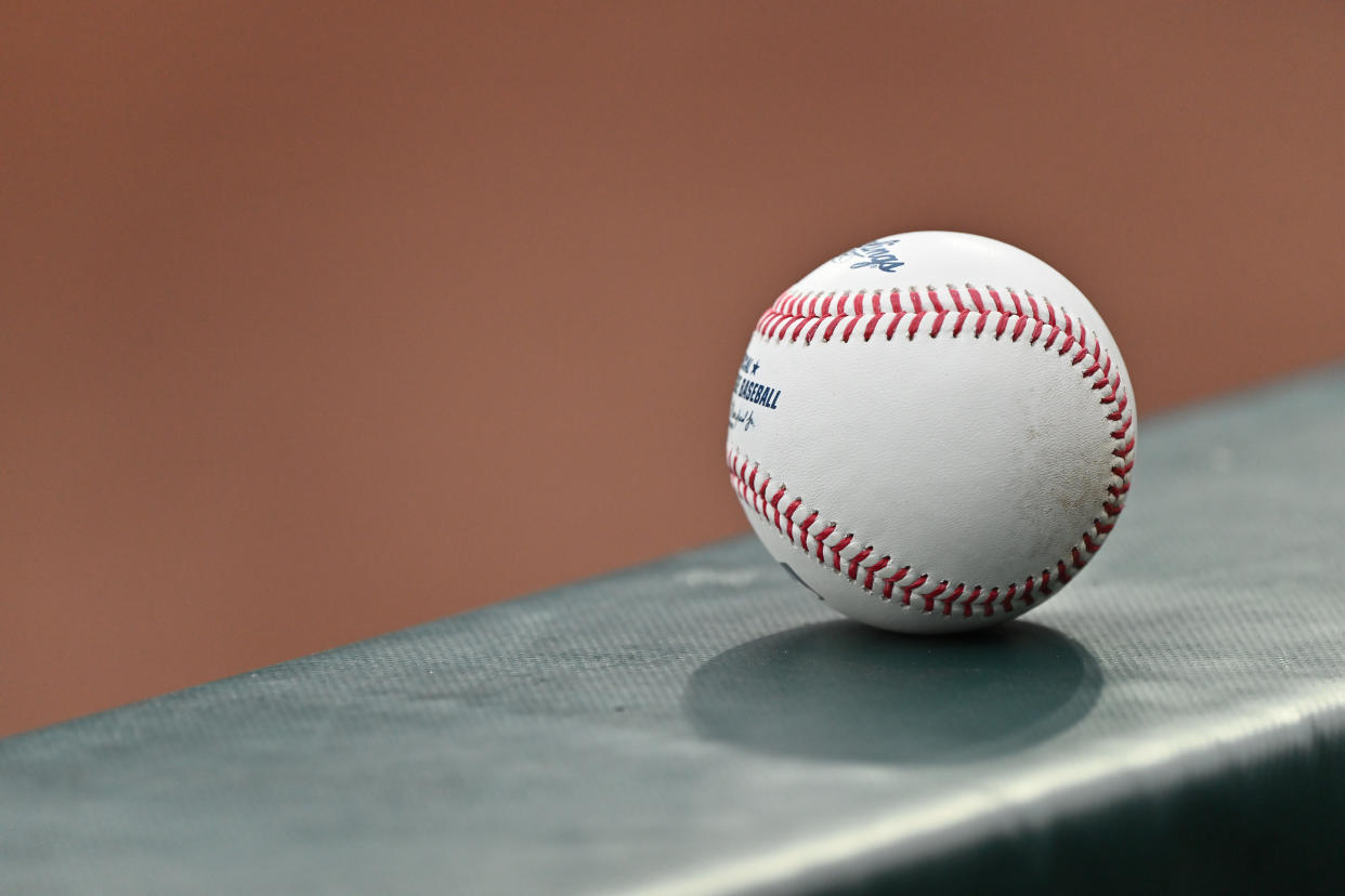 CHICAGO, IL - JULY 08:  A close up general view of a baseball before a game between the Chicago White Sox and the Detroit Tigers at Guaranteed Rate Field on July 8, 2022 in Chicago, Illinois.  (Photo by Jamie Sabau/Getty Images) *** Local Caption ***