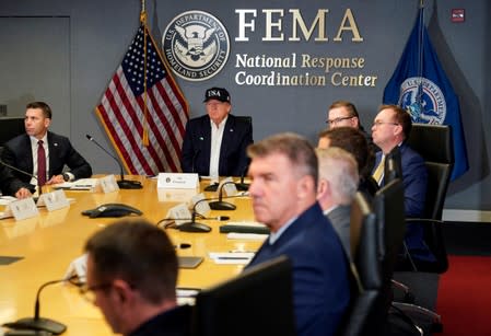 U.S. President Donald Trump attends a Federal Emergency Management Agency (FEMA) briefing on hurricane Dorian in Washington