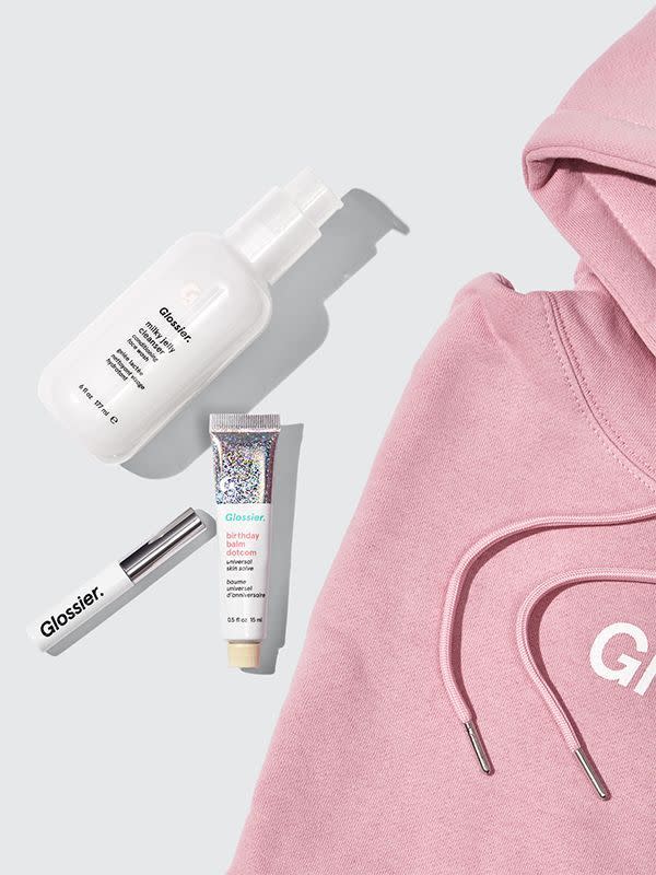 <p><a href="https://go.redirectingat.com?id=74968X1596630&url=https%3A%2F%2Fwww.glossier.com%2Fproducts%2Fspecial-1-the-bestsellers-set&sref=https%3A%2F%2Fwww.goodhousekeeping.com%2Flife%2Fmoney%2Fg34804976%2Fglossier-black-friday-sale-2020%2F" rel="nofollow noopener" target="_blank" data-ylk="slk:SHOP IT;elm:context_link;itc:0;sec:content-canvas" class="link ">SHOP IT</a></p><p><strong><del>$91</del> $63 (28% off)</strong></p><p>There are beauty sets and then there's this Black Friday/Cyber Monday-exclusive set, which is in a league of its own. The set includes one Balm Dotcom (in the Birthday flavor!), one Boy Brow, one Milk Jelly Cleanser, and the hoodie every Glossier stan needs.</p>