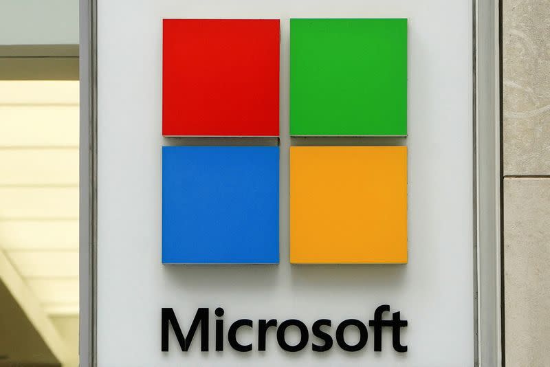 FILE PHOTO: The Microsoft store sign is pictured in the Manhattan borough of New York City