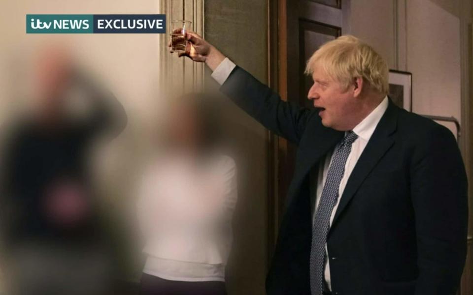 Boris Johnson raises a glass in Downing Street - ITV News
