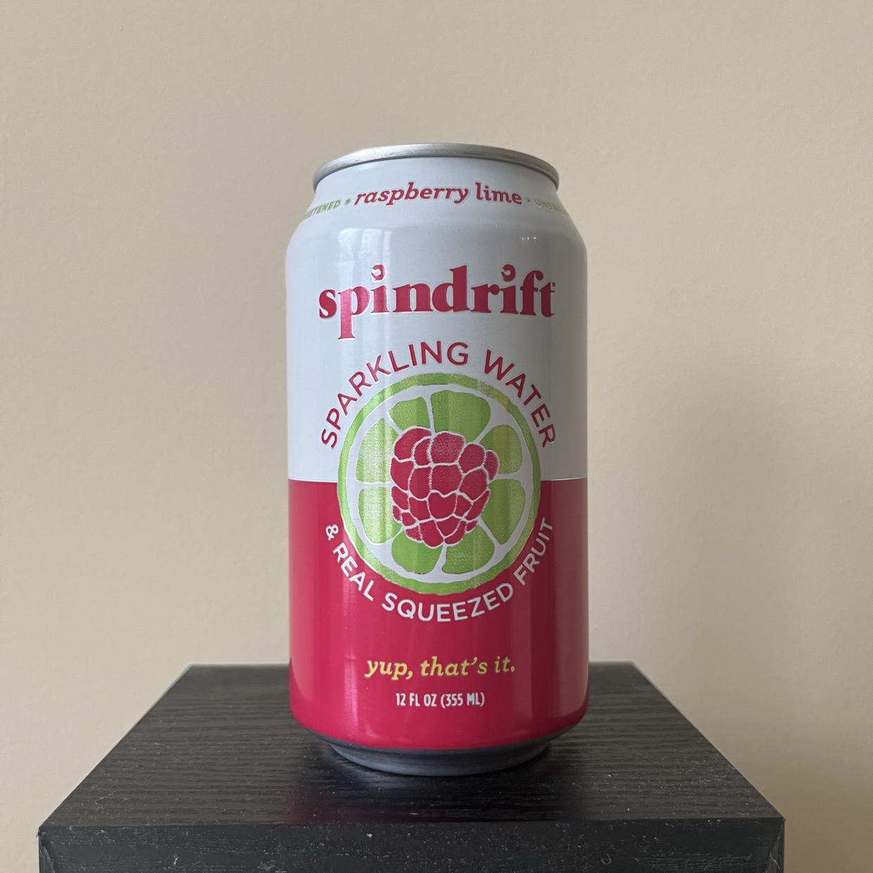 a can of spindrift raspberry lime