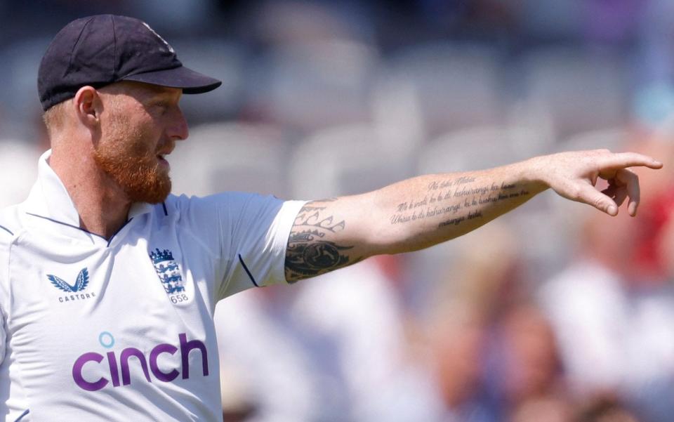 Ben Stokes points during the first day of the Test against Ireland - Without bowling or batting, Ben Stokes shows he is still England’s most important man - Action Images/Andrew Couldridge