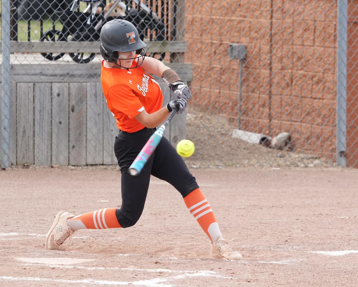 Tecumseh's Wendy Ketola gets a hit during Wednesday's doubleheader against Monroe.