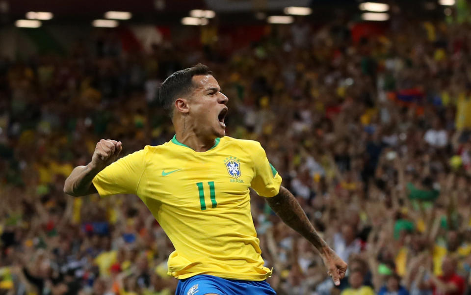 Philippe Coutinho scored a wonderful goal to put Brazil in the lead. REUTERS/Marko Djurica