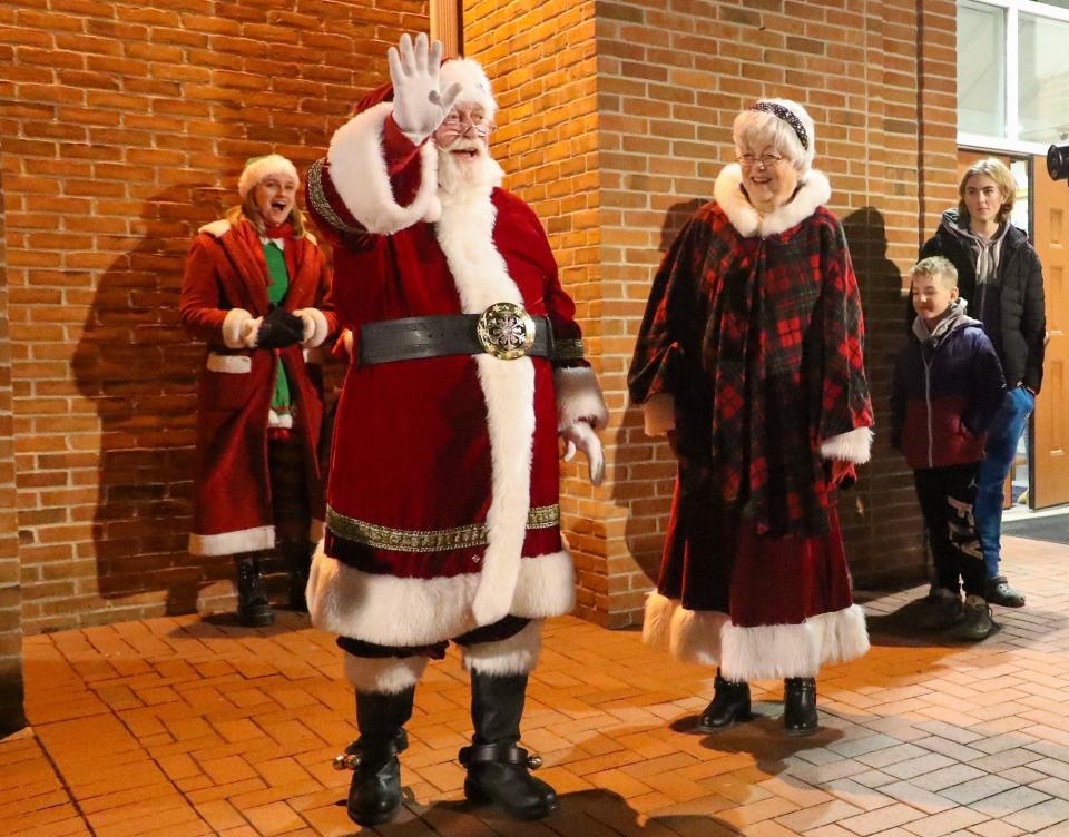 Mr. and Mrs. Claus, played by Westerville residents Tim and Amy Pressler, make a special appearance during the tree-lighting ceremony in uptown Westerville on Dec. 4.