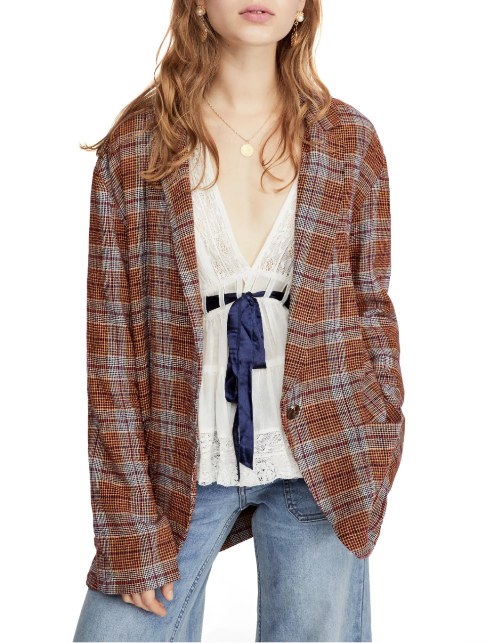 Free People Simply Plaid Blazer. Image via Nordstrom.