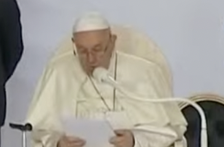 Pope Francis reading his apology. (Screenshot)