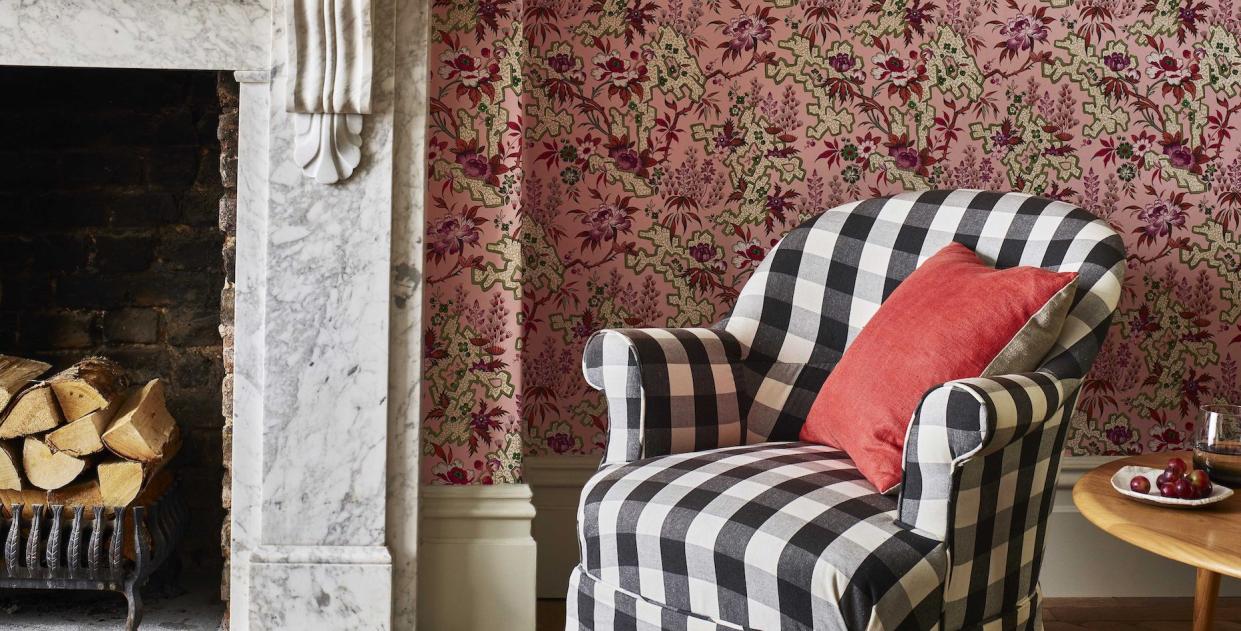 v and a kilburn's maze blush pink wallpaper