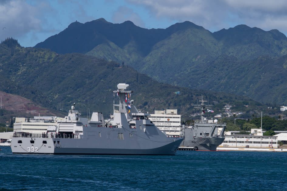 印尼派出古斯蒂號護衛艦 KRI I Gusti Ngurah Rai (332)參與2022環太平洋軍事演習。   圖：翻攝U.S. Navy