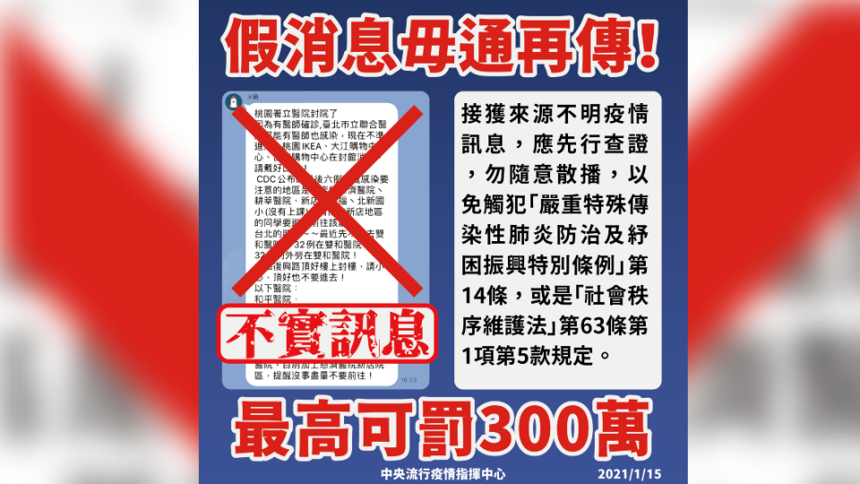 民眾勿流傳疫情不實消息。（圖／翻攝自衛福部疾管署網站）