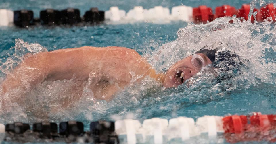 Bryce Wilkens of CBA in Boys 200 Freestyle at Monmouth County Swim Championships in Neptune, NJ on January 22, 2022. 