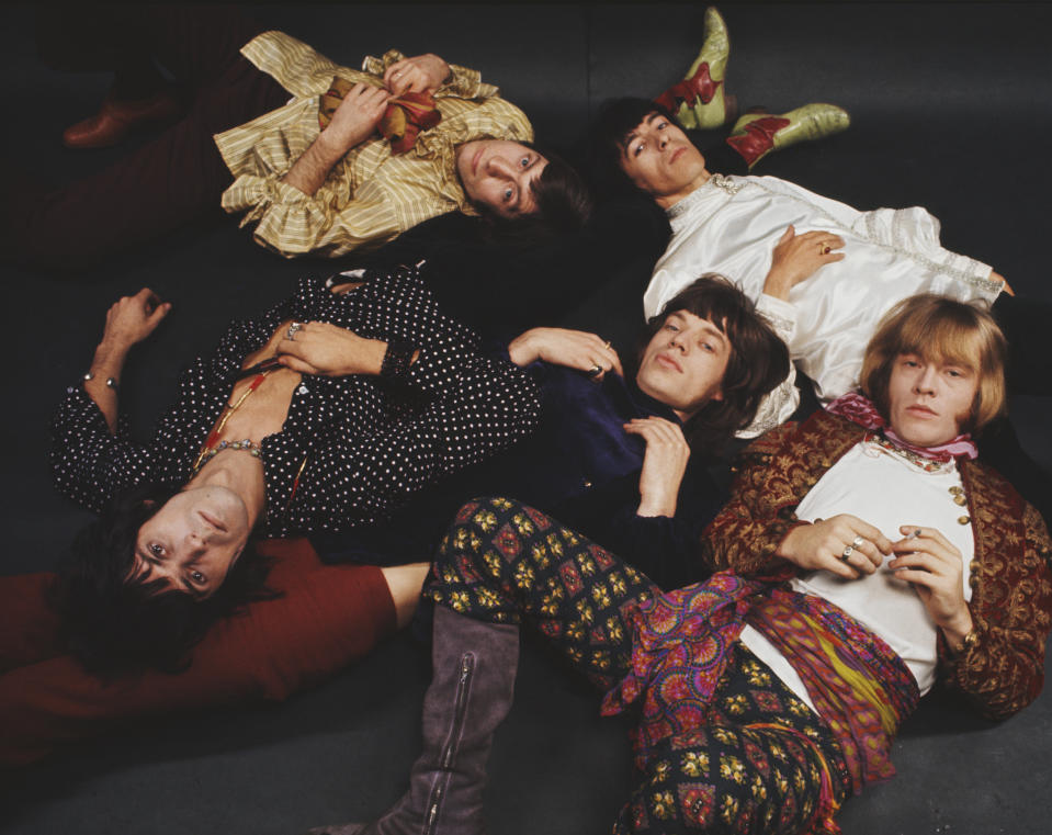 The Rolling Stones posed in 1968, clockwise from top left: Charlie Watts, Bill Wyman, Brian Jones. Mick Jagger, Keith Richards. (Mark and Colleen Hayward/Redferns via Getty Images)