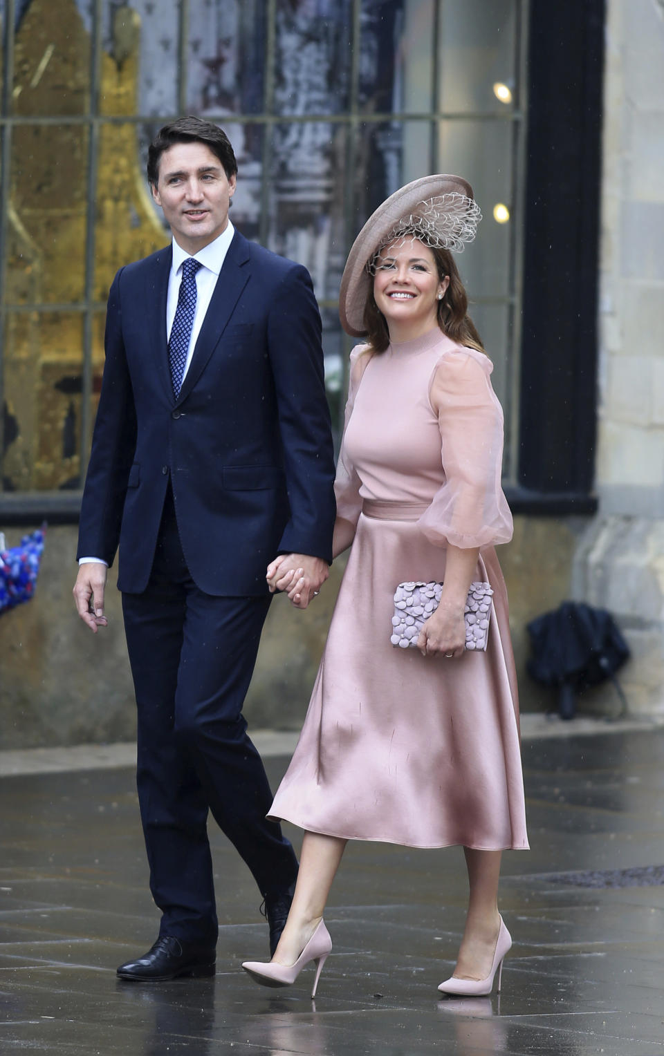 Prime Minister of Canada Justin Trudeau and his wife Sophie arrive at Westminster Abbey for the coronation of King Charles III in London, Saturday, May 6, 2023. (Peter Tarry/Pool Photo via AP)